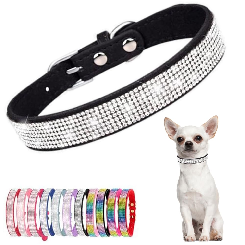 Sparkly Rhinestone Dog Collar for Small to Large Dogs - Adjustable Diamond Pet Collar for Female & Male Puppies, Cats - Cute Jewelry Accessory for Daily Walks, Parties & Special Occasions