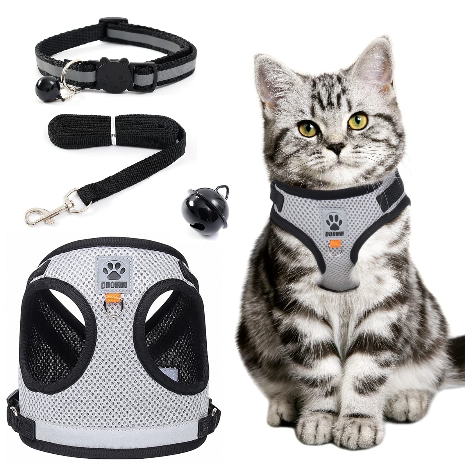 **Escape-Proof Adjustable Cat Harness & Leash Set – Breathable Reflective Kitten Harness for Small to Medium Cats – Perfect for Walking, Hiking & Outdoor Adventures**