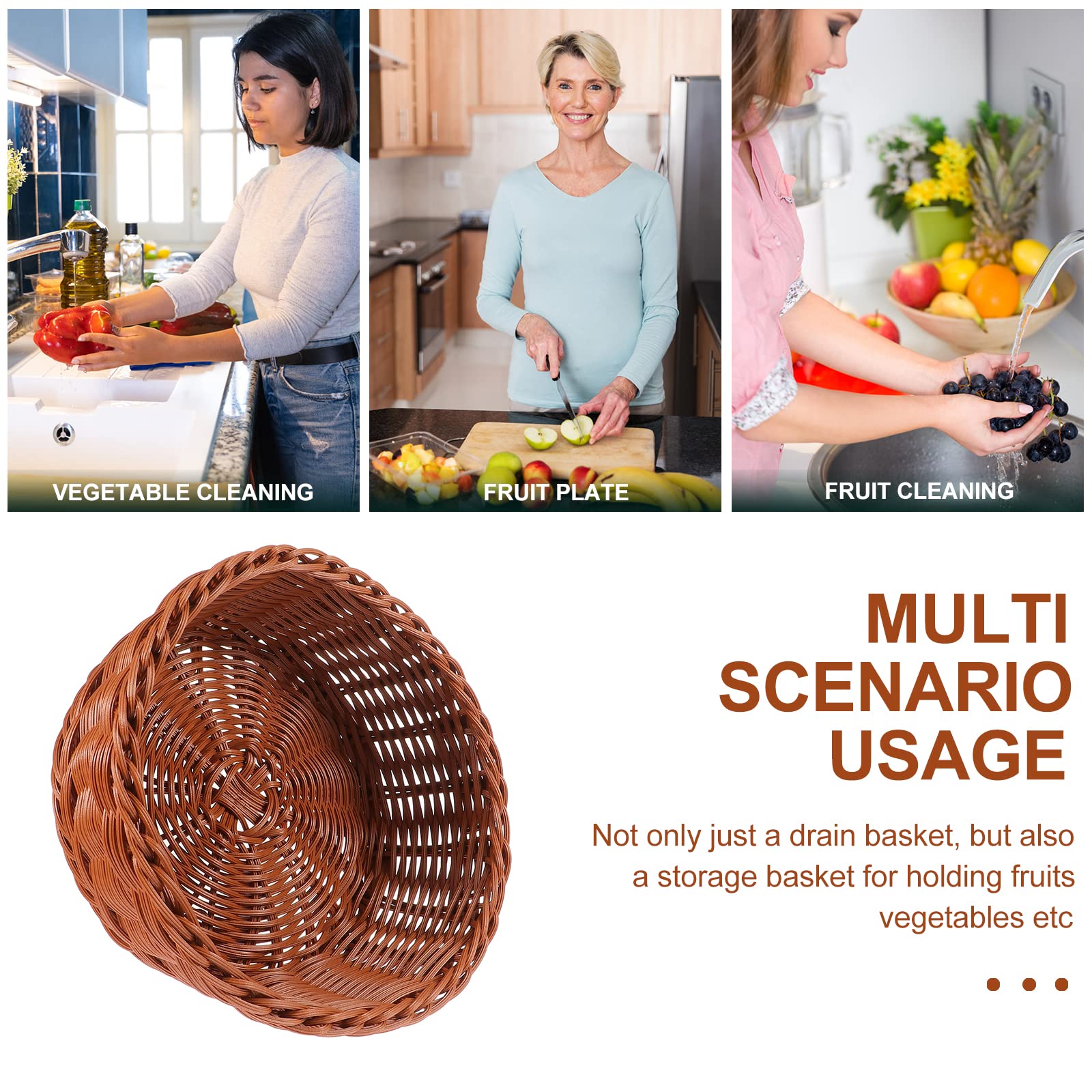 BESPORTBLE Hand-Woven Storage Basket - Natural Rattan Fruit Holder & Snack Organizer for Kitchen Counter, Dining Table, Picnic, Party Serving - Practical Food Basket with Simple Design