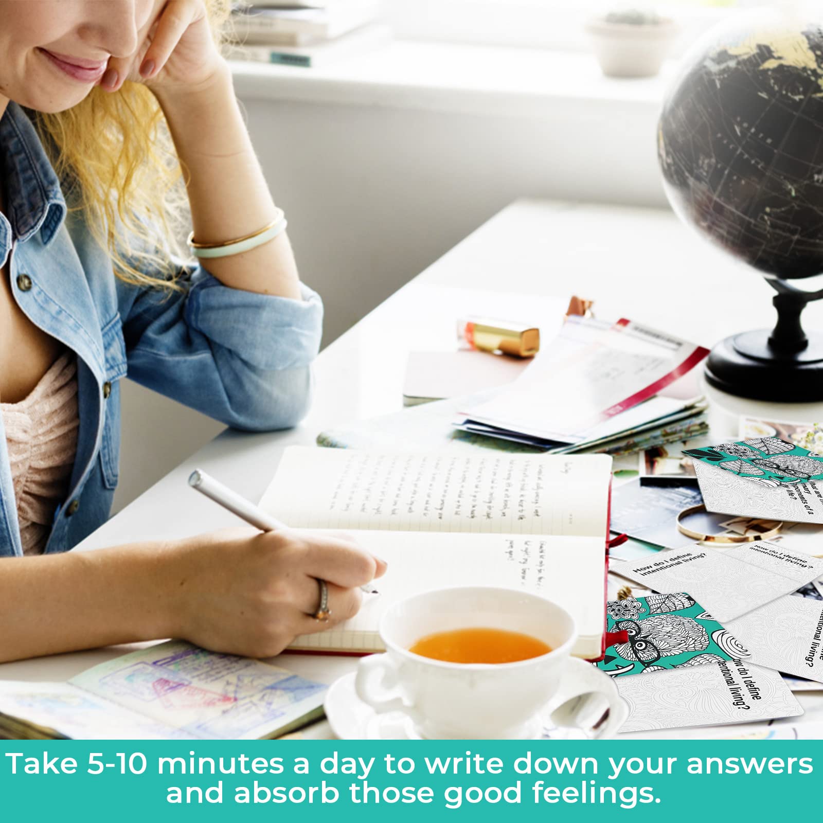 YARKOR 100pcs Empowering Question Cards for Mindfulness, Meditation, Journaling & Self-Care - Thought-Provoking Conversation Starters for Therapy, Group Discussions & Personal Reflection