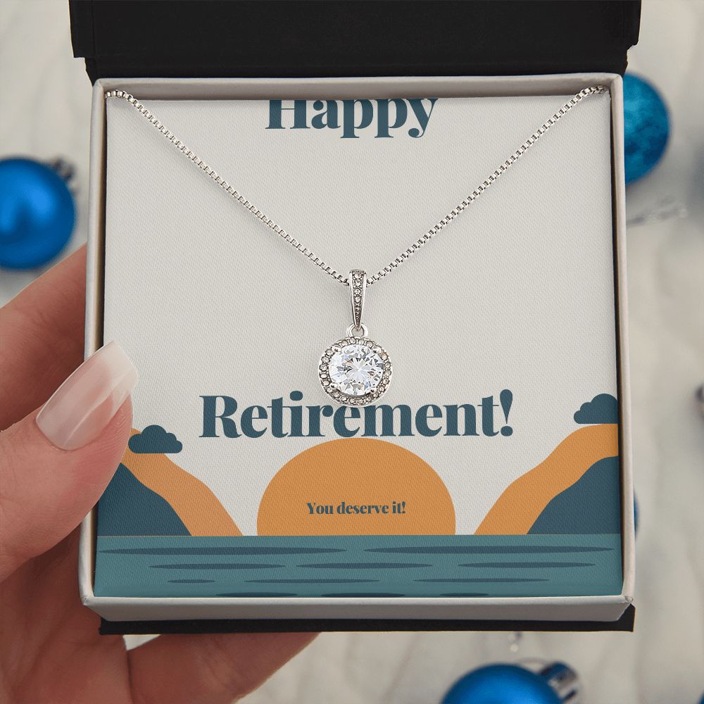 Happy Retirement Necklace for Women - Elegant Retirement Gift Jewelry with Gift Box - Perfect for Retirement Parties, Farewell Gifts & Milestone Celebrations