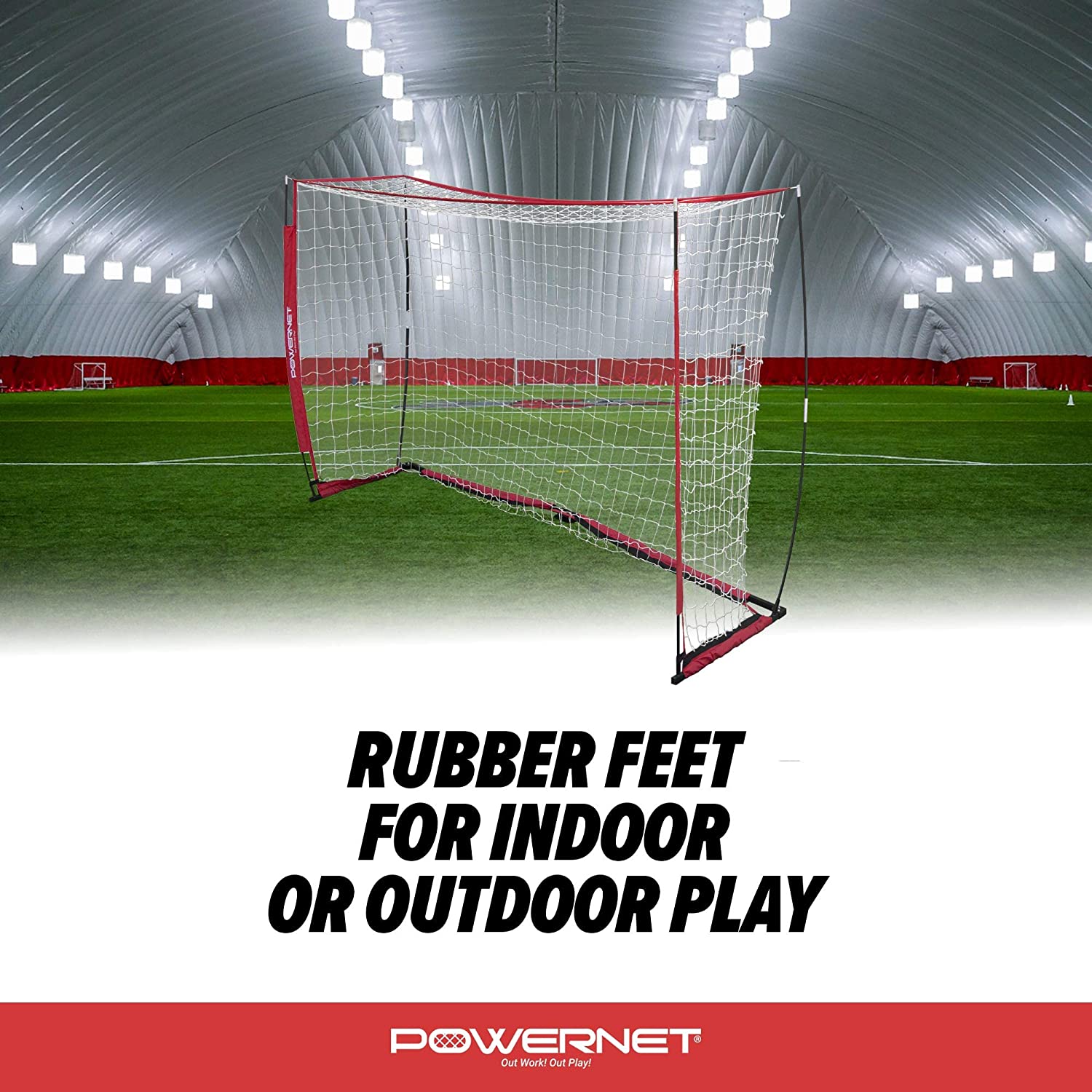 PowerNet Futsal Soccer Goal 3M x 2M (9.84 Ft x 6.56 Ft) - Portable Indoor/Outdoor Training Net for Backyard, School & Club Practice