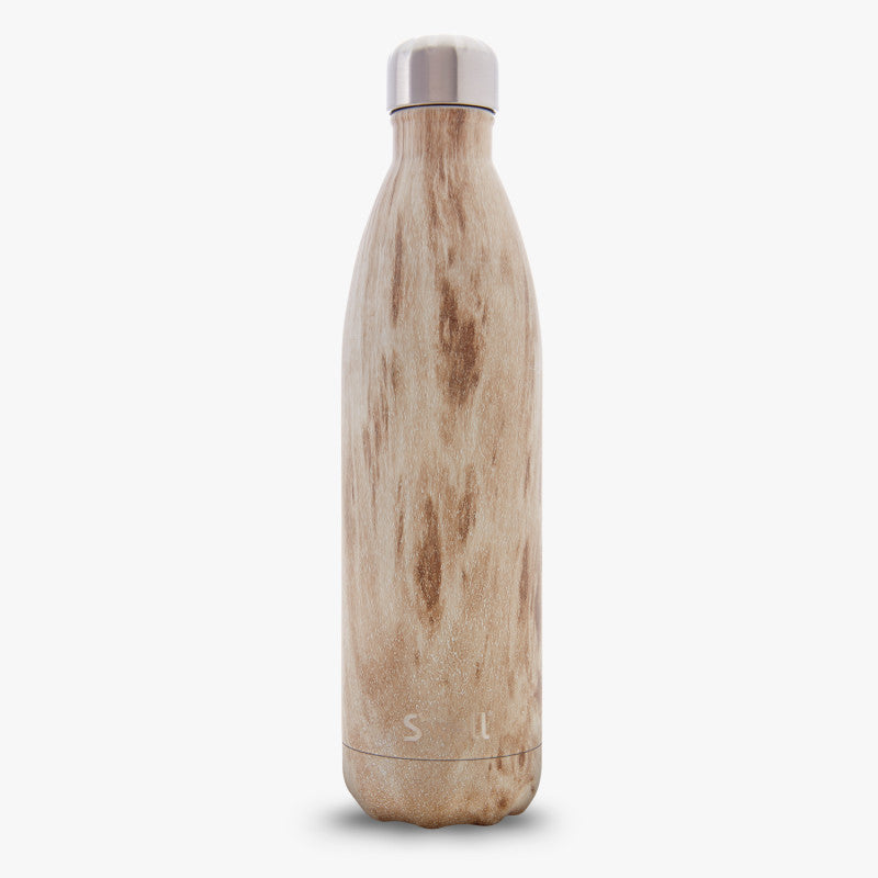 S'well Wood Insulated Water Bottle 25oz (739mL) - Eco-Friendly Stainless Steel Thermos for Hot & Cold Drinks - Perfect for Hiking, Gym, Office & Travel