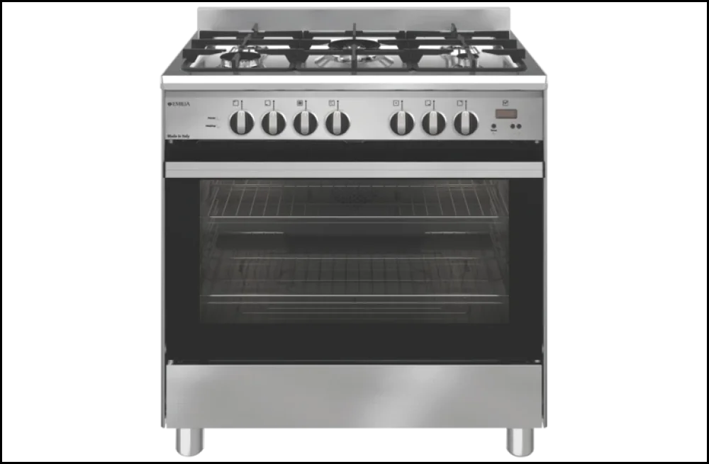 Emilia EM865GE 80cm Dual Fuel Freestanding Range - Stainless Steel Gas & Electric Oven Stove for Home Kitchen - Perfect for Baking, Roasting, and Everyday Cooking