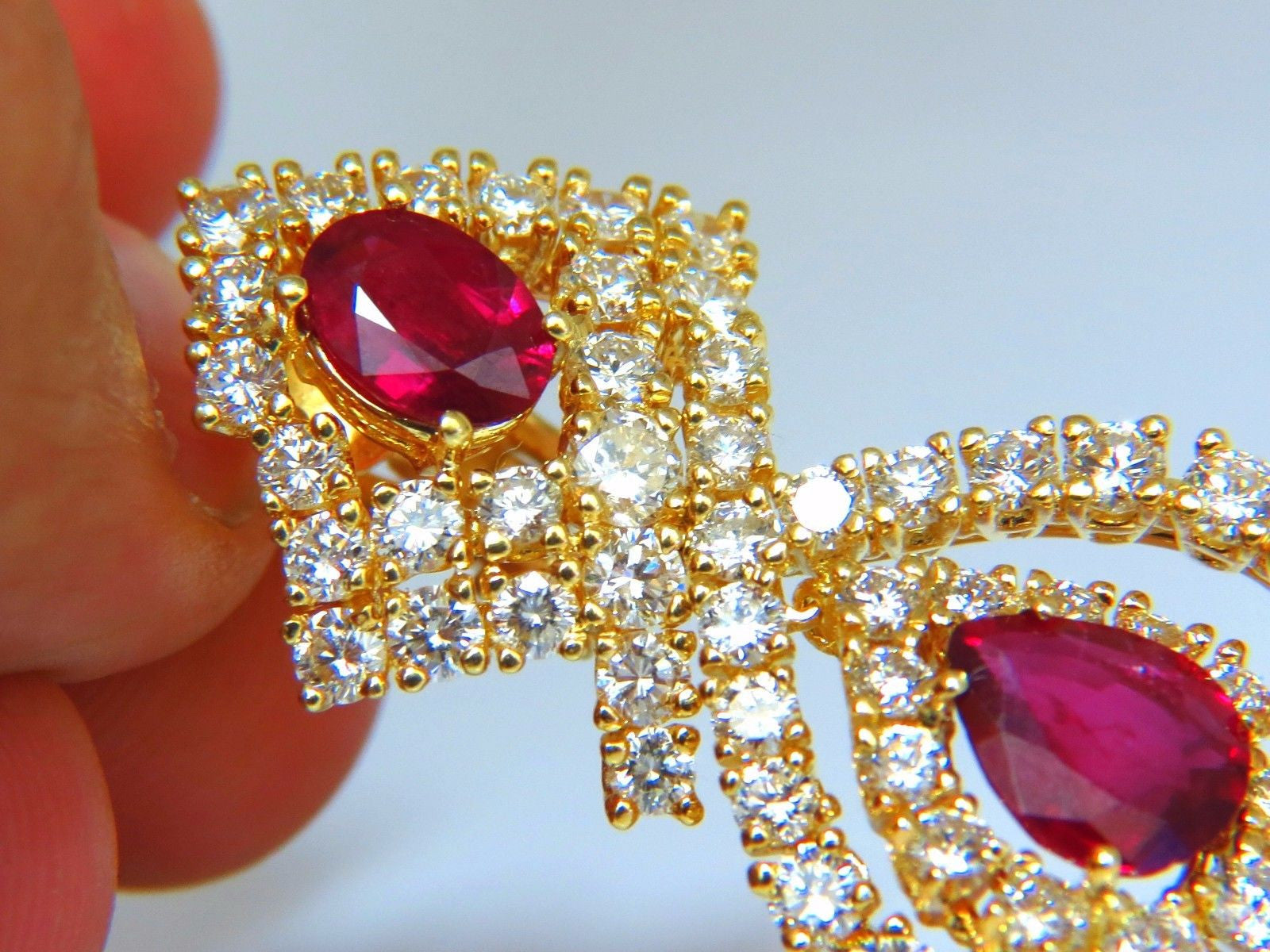 18.96ct GIA Certified Natural Red Ruby & Diamond Dangle Earrings in 18K Gold - Elegant Statement Jewelry for Weddings, Parties & Special Occasions
