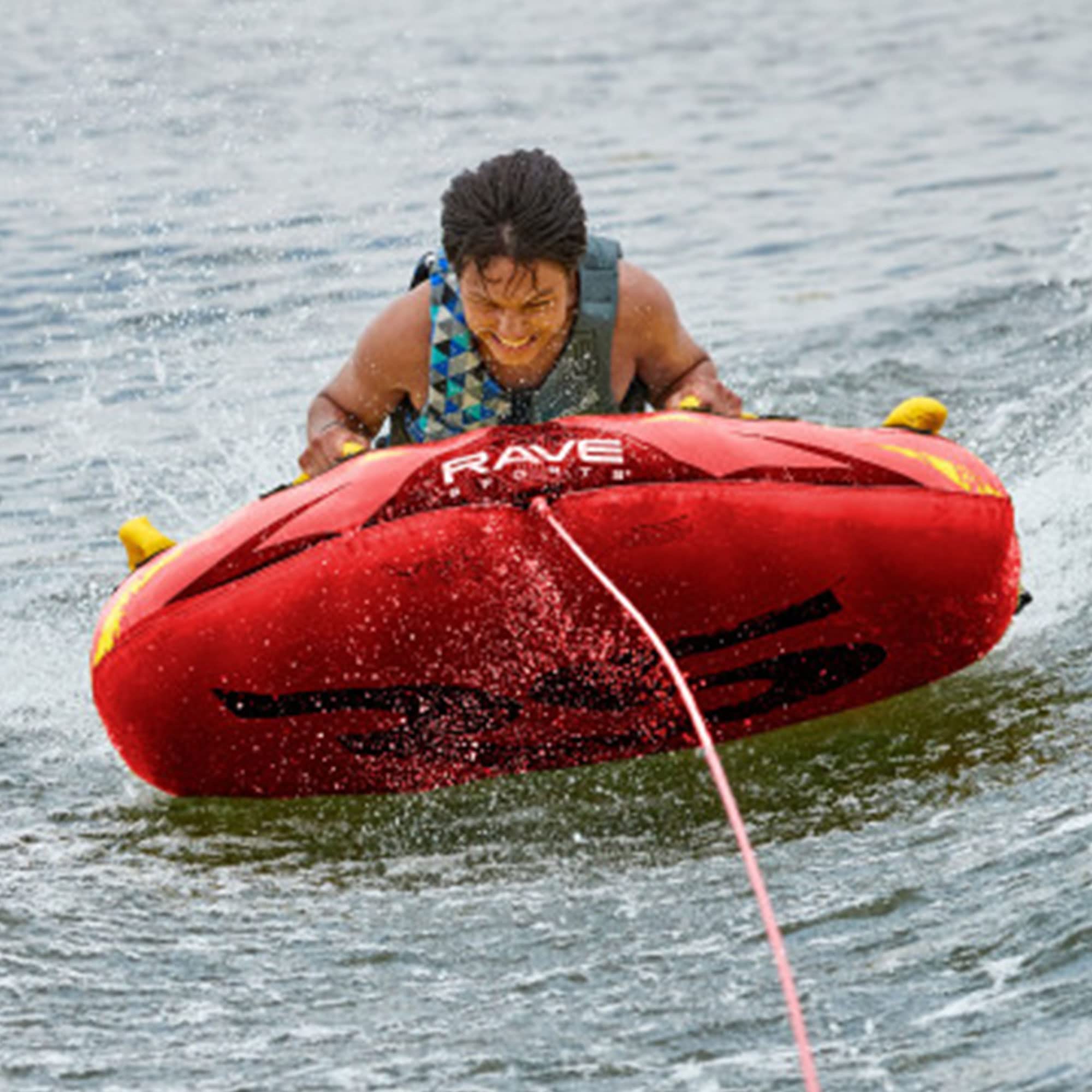 RAVE Sports Ripper Inflatable Boat Towable Tube - 2 Person Water Tube for Lakes & Rivers, Heavy Duty PVC Material, High Speed Towing, Fun Summer Water Sports Activity for Adults & Teens