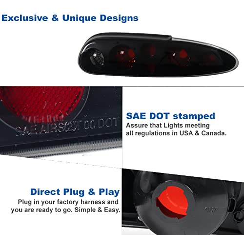 Black/Smoke Tail Brake Lights Rear Lamps for 1993-2002 Chevy Camaro - LED Replacement for Enhanced Visibility & Safety at Night Driving