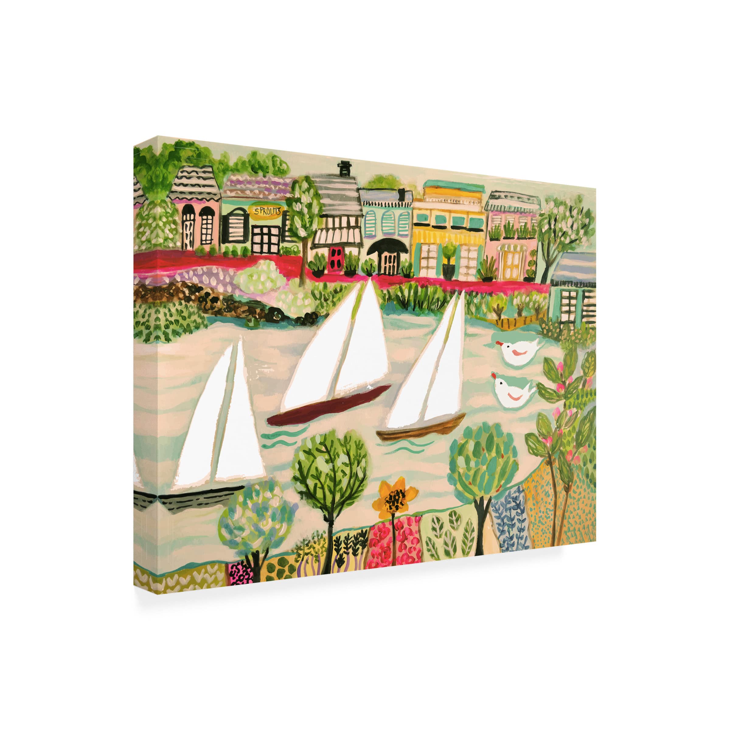 Karen Fields 'Smooth Sailing I' Canvas Wall Art Print - Nautical Beach Decor for Living Room, Bedroom & Office - Premium Trademark Fine Art Collection