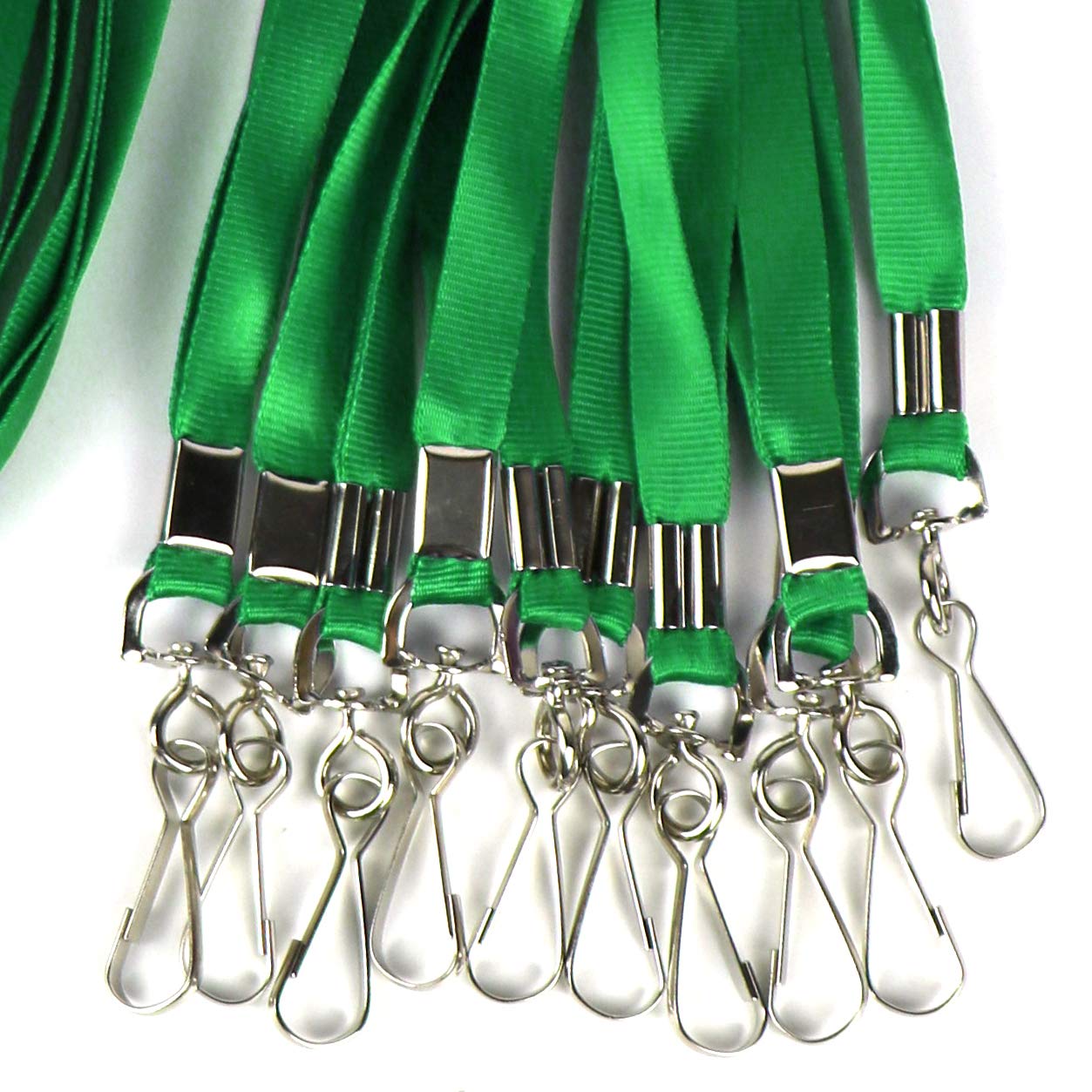 Premium Nylon Lanyards for ID Badges - 100 Pack (Green) - Office, School & Cruise Use