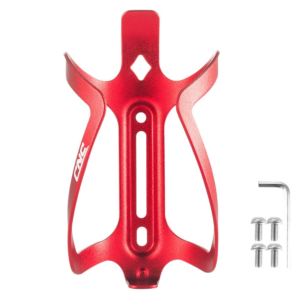 CNC Bike Water Bottle Holder - 2 Pack Aluminum Alloy Bicycle Water Bottle Cage for Road Bike & Mountain Bike - Lightweight & Durable Cycling Accessories (Red) - Perfect for Commuting, Road Cycling & Mountain Biking Adventures
