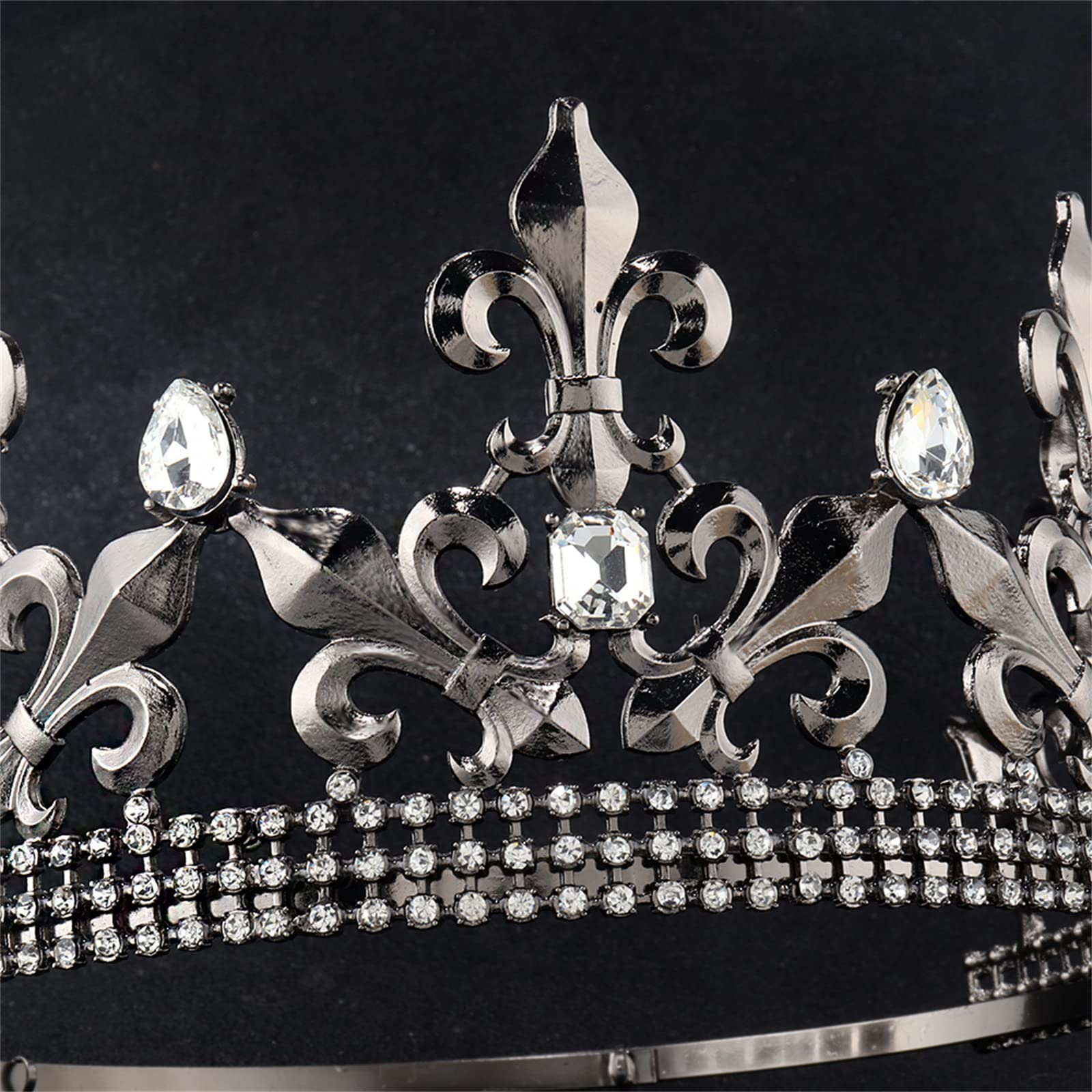 Adjustable Black King Crown for Men & Boys - Royal Tiara Headband for Prom, Parties & Costume Accessories | Perfect for Medieval Themes, Halloween & Cosplay Events