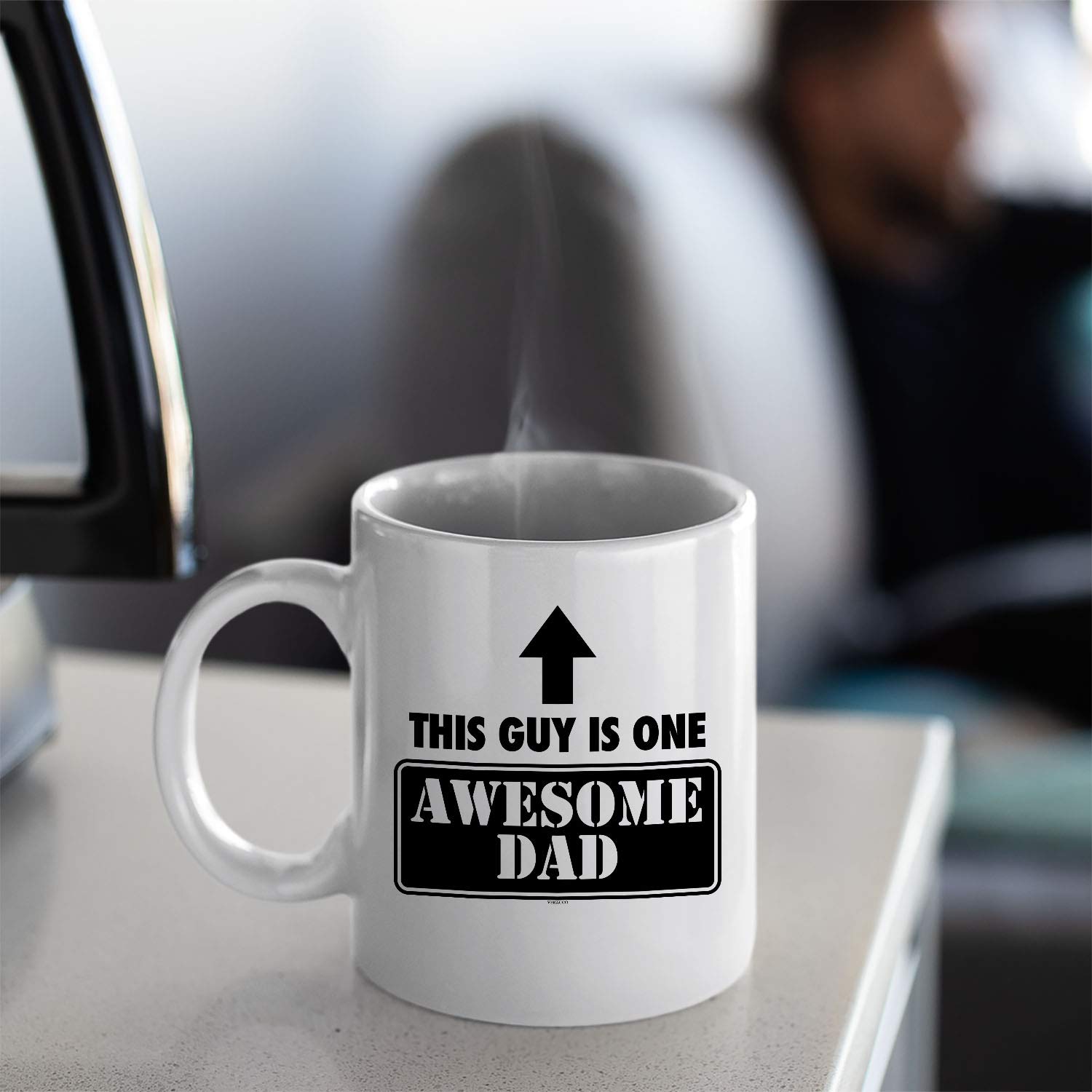 Funny Dad Coffee Mug - 'This Guy Is One Awesome Dad' White Ceramic Cup - Perfect Father's Day, Birthday Gift for New Dad, Stepdad, or Grandpa - Great for Office, Home, or Camping (White, Ceramic)