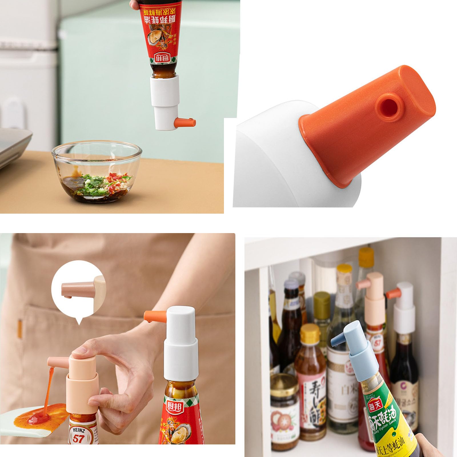 Heavy-Duty Leak Proof Dispenser for Plastic or Glass Bottles - BPA-Free Non-Toxic Pump for Lotion, Soap & Household Use (Pack of 2, Orange) - Perfect for Bathroom, Kitchen & Travel Essentials