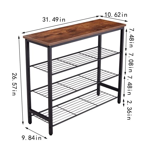 4-Tier Shoe Rack Organizer - Sturdy Metal Free Standing Shoe Shelf for Closet, Entryway & Hallway - Space Saving Shoe Storage for Sneakers, Boots & Heels | Perfect for Small Apartments & Home Organization