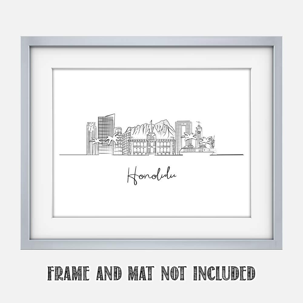 Hawaii Wall Decor - Honolulu Skyline Canvas Art Print, Motivational Office Wall Art, Farmhouse & Modern Living Room Wall Decor for Men & Bedroom, US Wall Hangings - Perfect for Home, Office & Gifts
