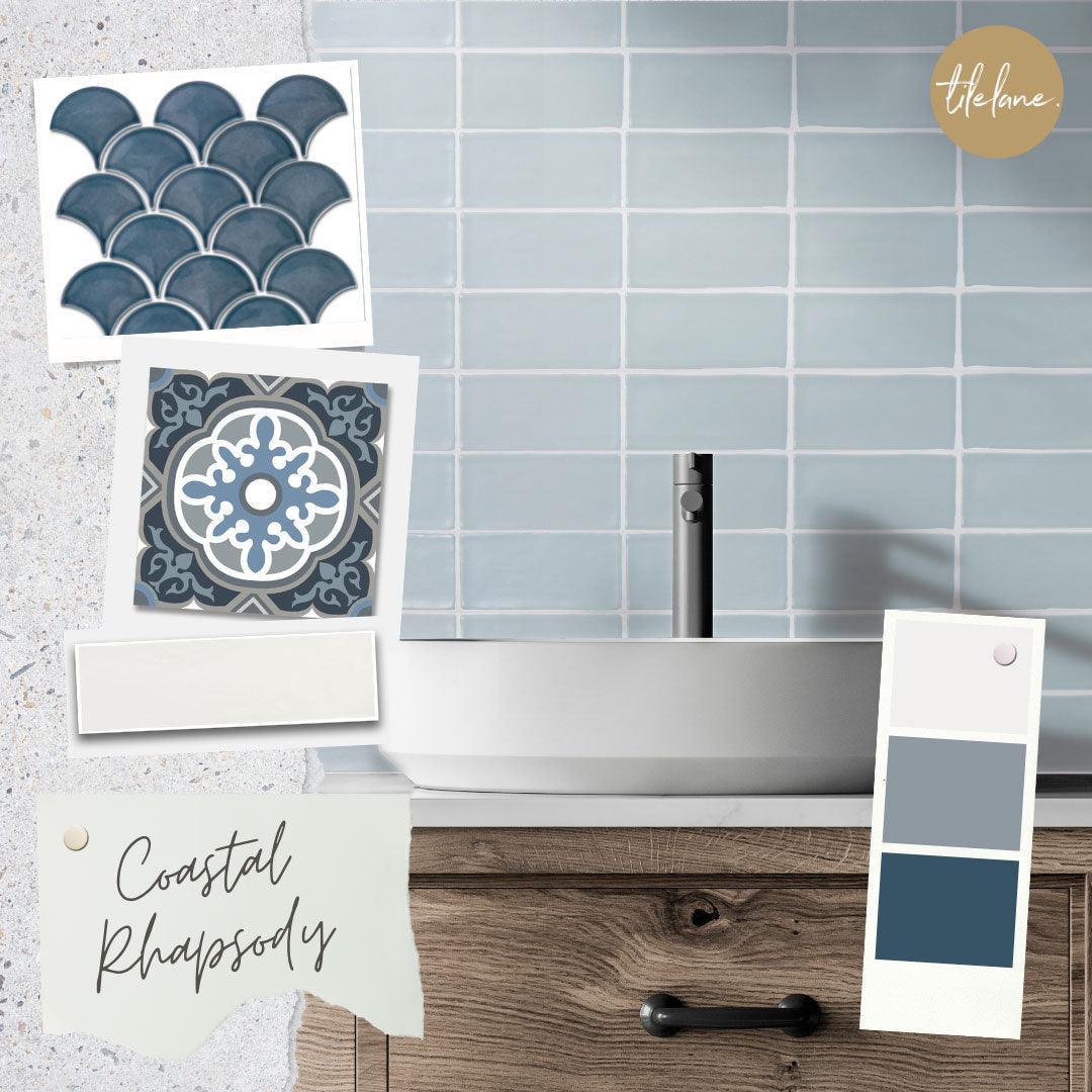 Marina Sea Blue Fish Scale Gloss Mosaic Tile - Stunning Glass Wall & Backsplash Tiles for Bathroom, Kitchen, and Pool Decor