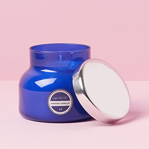 Capri Blue Signature Jar Candles - Long-Lasting Soy Wax Blend with Tropical Havana Vanilla Scent - 8 oz Luxury Candle in Blue Decorative Glass Jar - Perfect for Home Decor, Relaxation & Romantic Ambiance