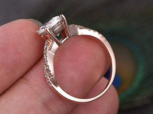 1.25 Carat Infinity Moissanite & Diamond Engagement Ring in 14K Rose Gold - Elegant Wedding Proposal Jewelry for Her