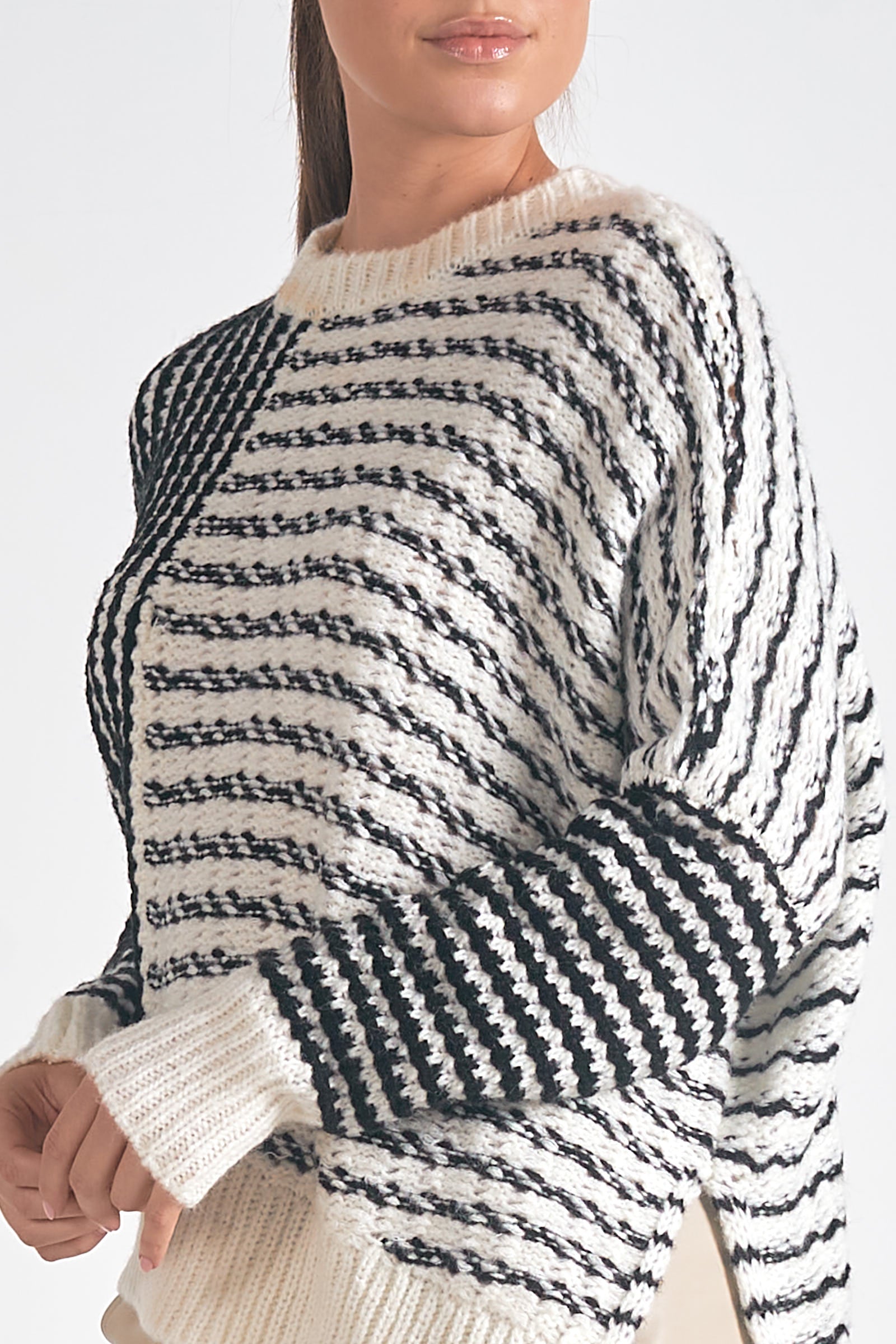 Mara Striped Sweater for Women - Soft Knit Pullover with Long Sleeves - Cozy Winter Casual Wear for Office, Date Night & Holiday Outfits