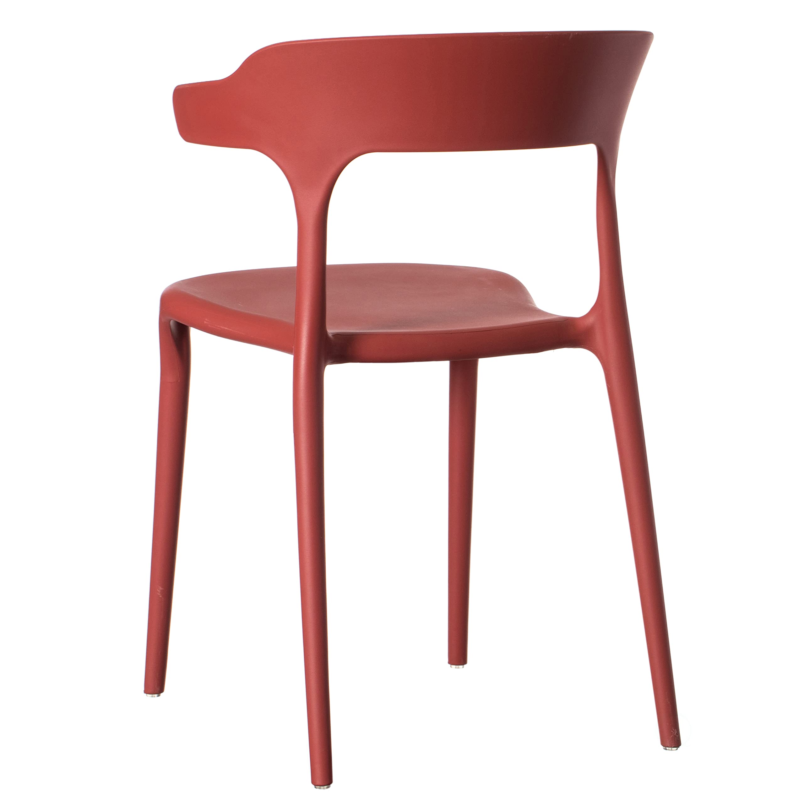 Fabulaxe 4-Piece Red Plastic Outdoor Dining Chairs Set - Modern U-Shaped Back Design for Patio, Garden, Poolside & Backyard Relaxation