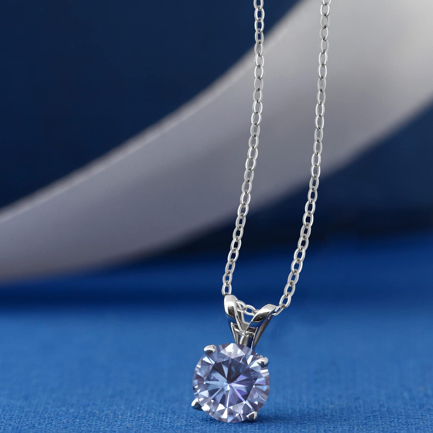 Gem Stone King 925 Sterling Silver 6MM Round Birthstone Solitaire Pendant Necklace for Women - 4-Prong Setting with 18 Inch Silver Chain | Perfect Gift for Birthday, Anniversary & Mother's Day