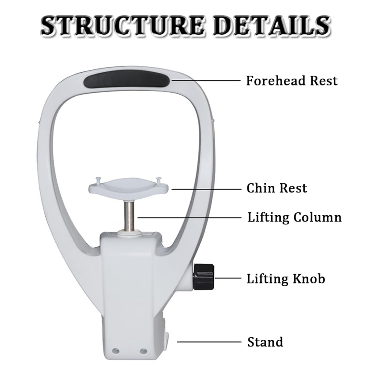 Adjustable Forehead Rest for Eye Training - 40mm Height Adjustment Knob - Optometry Accessory for Vision Therapy & Optical Instruments - Perfect for Eye Exams, Vision Therapy, and Optometry Practices