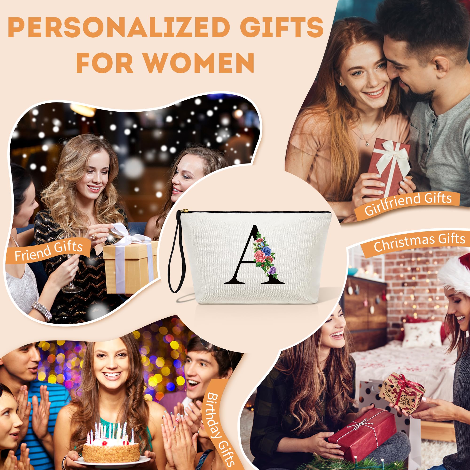 Personalized Initial Makeup Bag for Teen Girls - Small Cosmetic Pouch with Monogram Letter C | Birthday Gifts, Sweet 16 Gifts, Teacher Gifts, Sister Gifts, Friendship Gifts & Mom Gifts | Perfect for Travel, School & Everyday Use