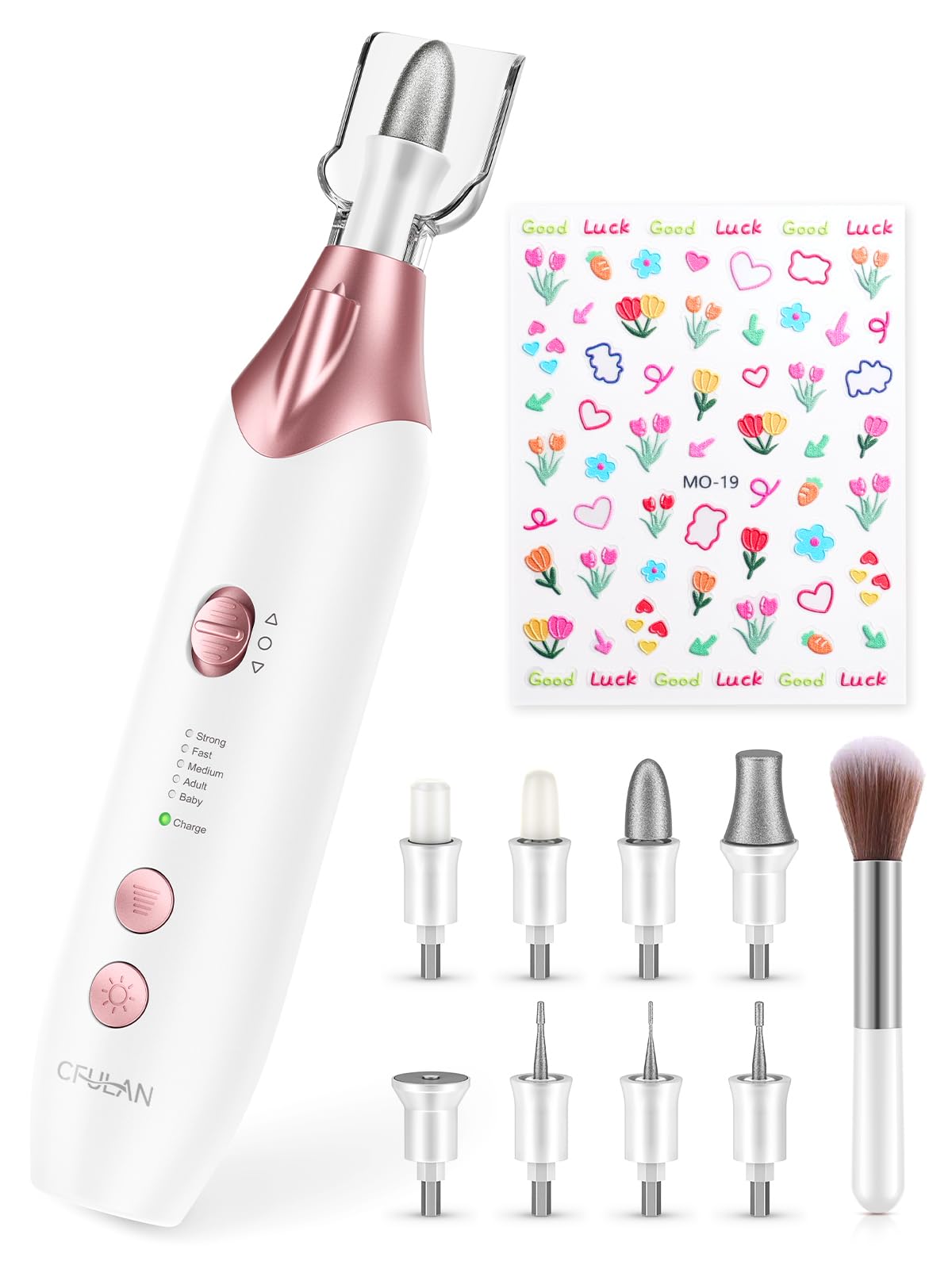 10-in-1 Cordless Electric Nail Drill Kit - Professional Rechargeable Manicure & Pedicure Set with 5 Adjustable Speeds, Toenail Grinder for Thick Nails - Perfect for Home Salon, DIY Nail Care & Professional Use (White)