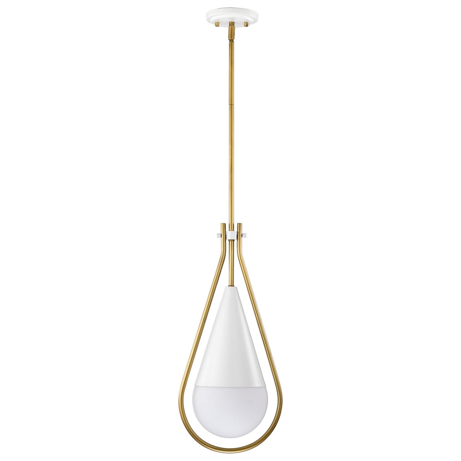 Admiral 10 Inch Modern Pendant Light Fixture - Matte White & Natural Brass Finish for Kitchen Island, Dining Room, or Bedroom Lighting