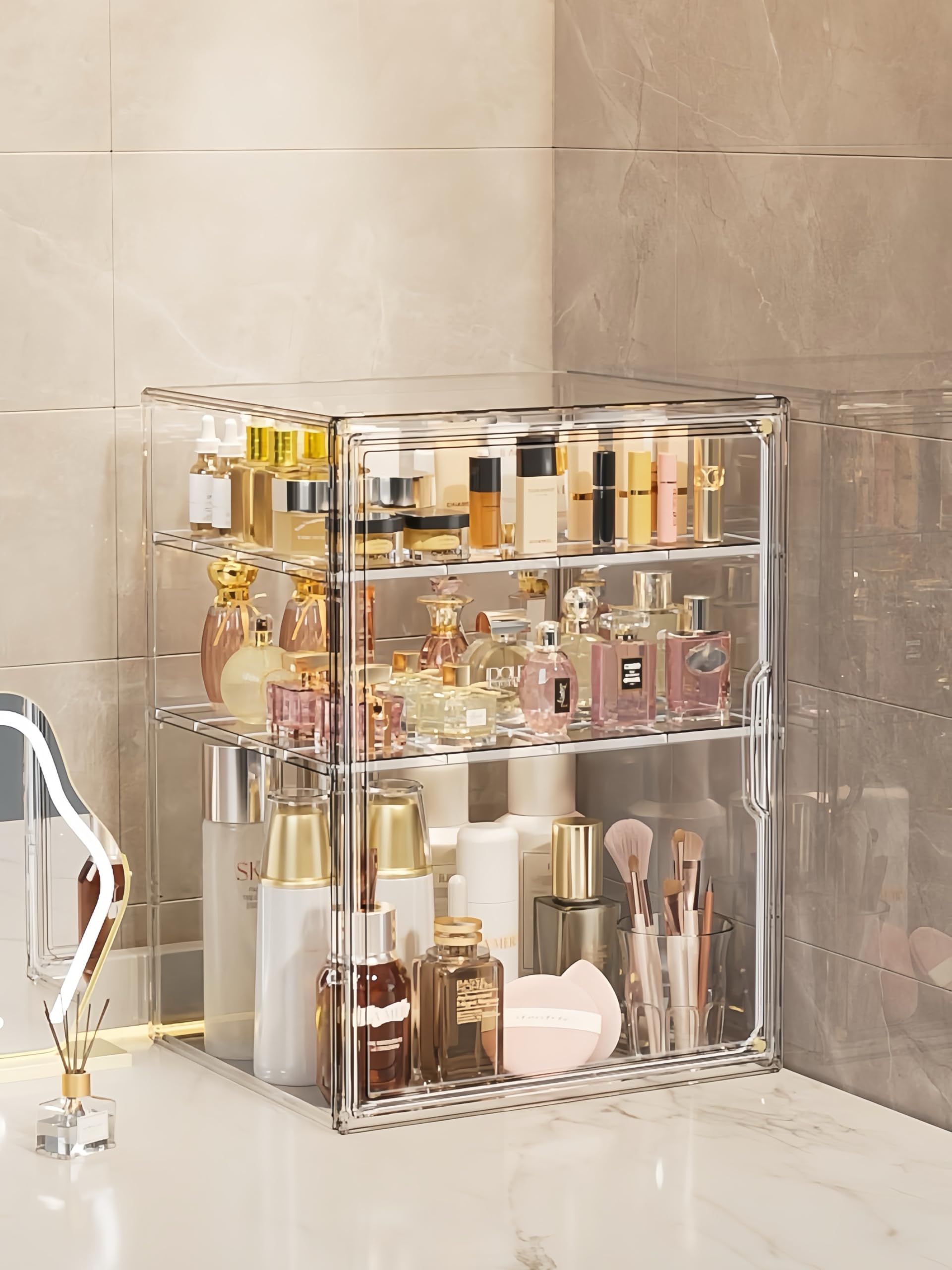 Clear Stackable Plastic Storage Box with Magnetic Lid - Organize Cosmetics, Shoes & Collections - Transparent Display Container (1-Pack) - Perfect for Home, Office & Retail Organization