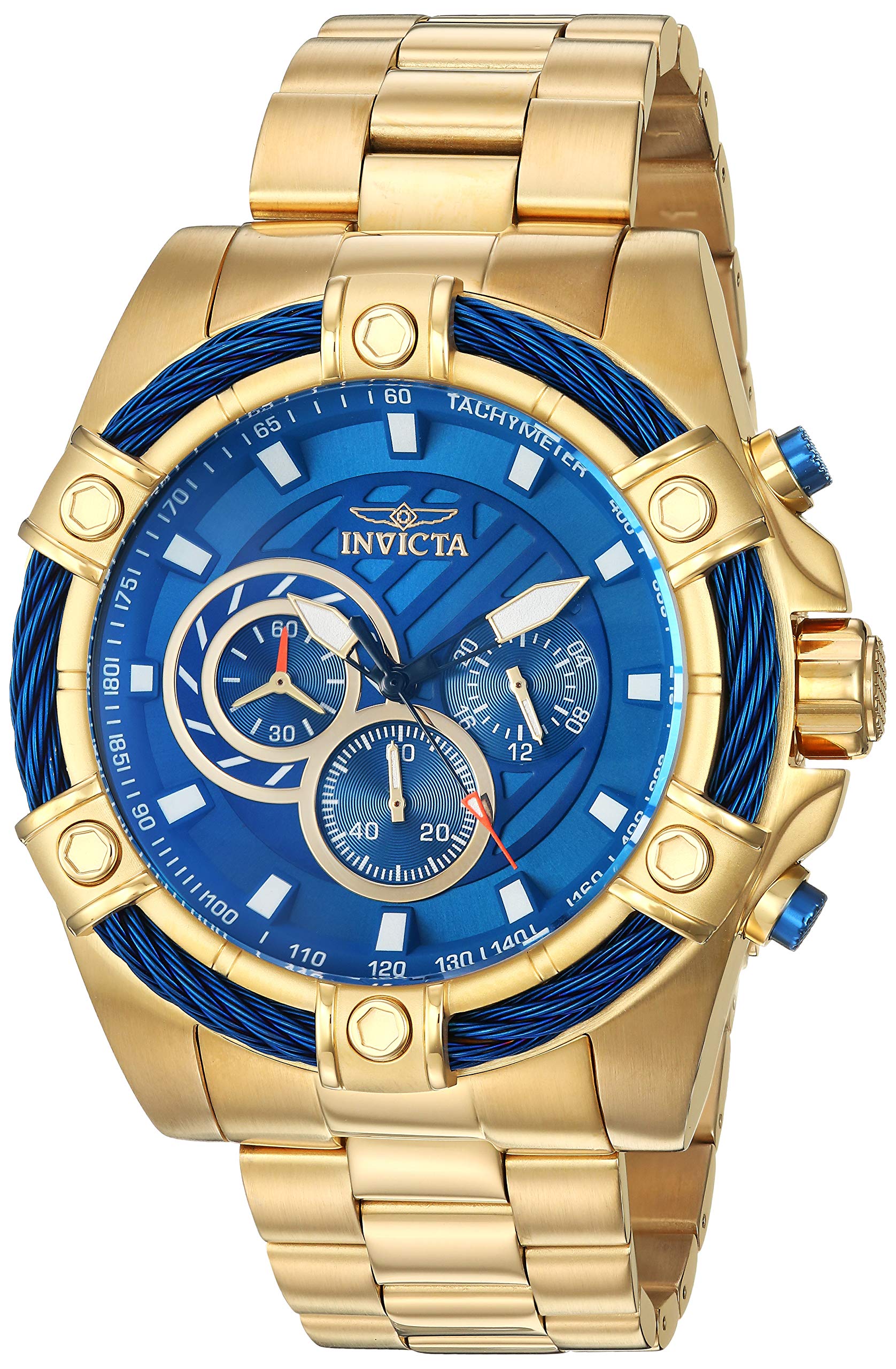 Invicta Men's Bolt Quartz Chronograph 52mm Gold Stainless Steel Watch - Water Resistant, Date Display - Perfect for Business, Casual Wear & Special Occasions