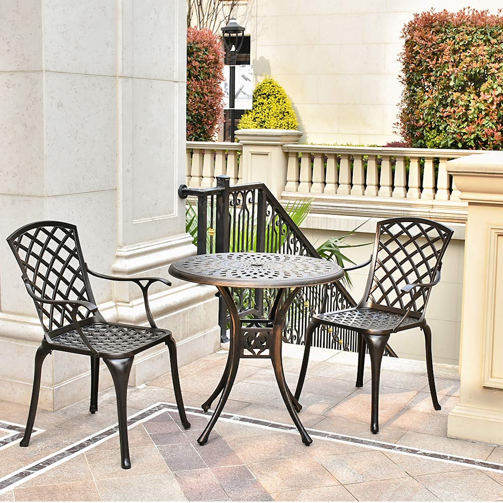 TITIMO 2-Piece Outdoor Dining Chairs Set - Patio Bistro Chairs, Garden Deck Furniture with Lattice High Back Design - Perfect for Backyard, Balcony & Living Room Use