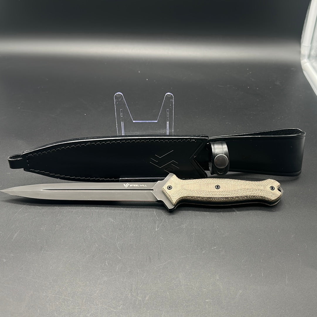 Steel Will Fervor Fixed Blade Knife - Brown Micarta Handle - Hunting, Camping & Outdoor Survival Tool