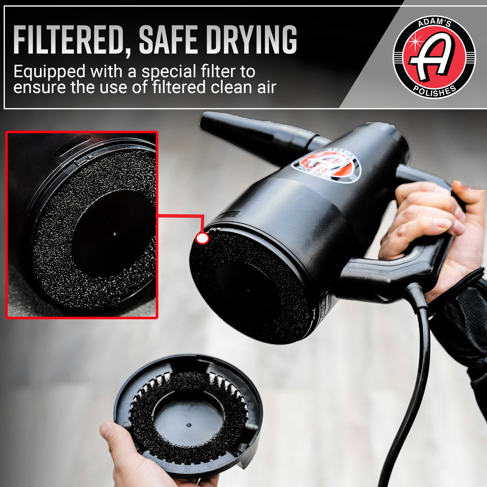Adam's Polishes Mini Air Cannon - High-Powered Car Dryer Blower for Detailing, Waxing & Ceramic Coating | Auto, Boat, RV, Motorcycle Care