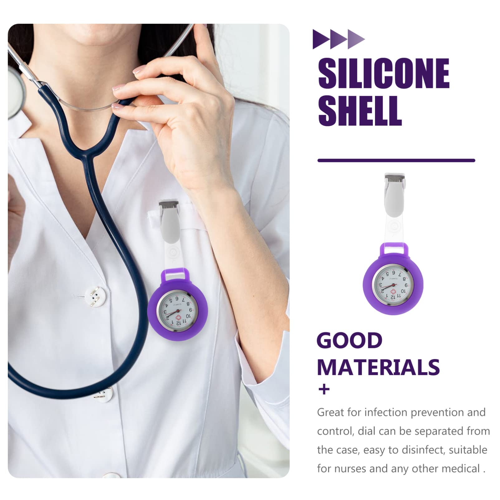 Clip on Nurse Watch - Waterproof Silicone Lapel Watch for Nurses & Doctors | Easy Clip-on Design, Durable Fob Pocket Watch | Perfect for Hospital Shifts, Medical Exams & Healthcare Professionals