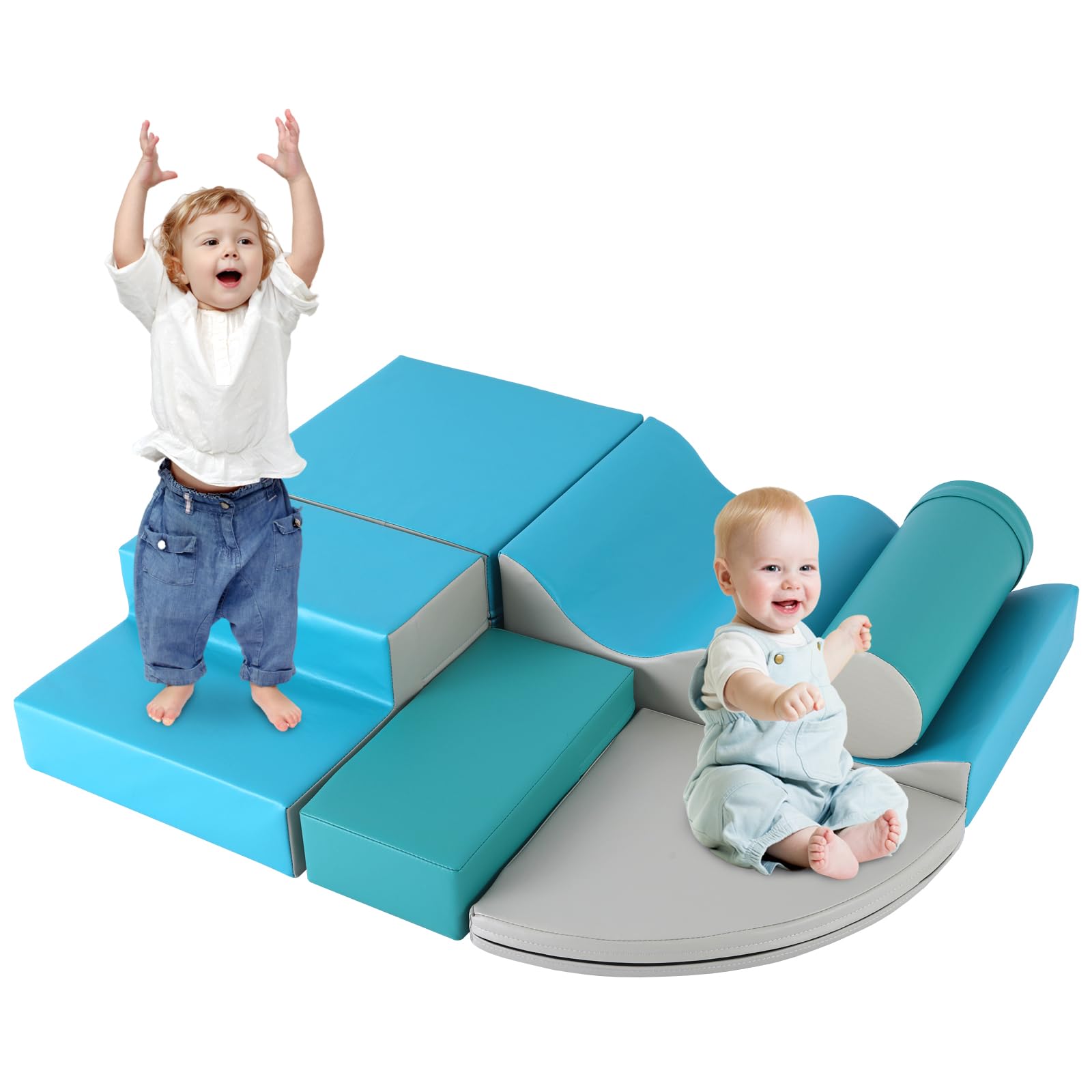 **6-Piece Foam Climbing Blocks Set for Toddlers 1-3 Years – Soft, Lightweight & Safe Indoor Play Toy for Crawling, Sliding & Active Play – Perfect for Daycare, Playrooms & Home Gyms**