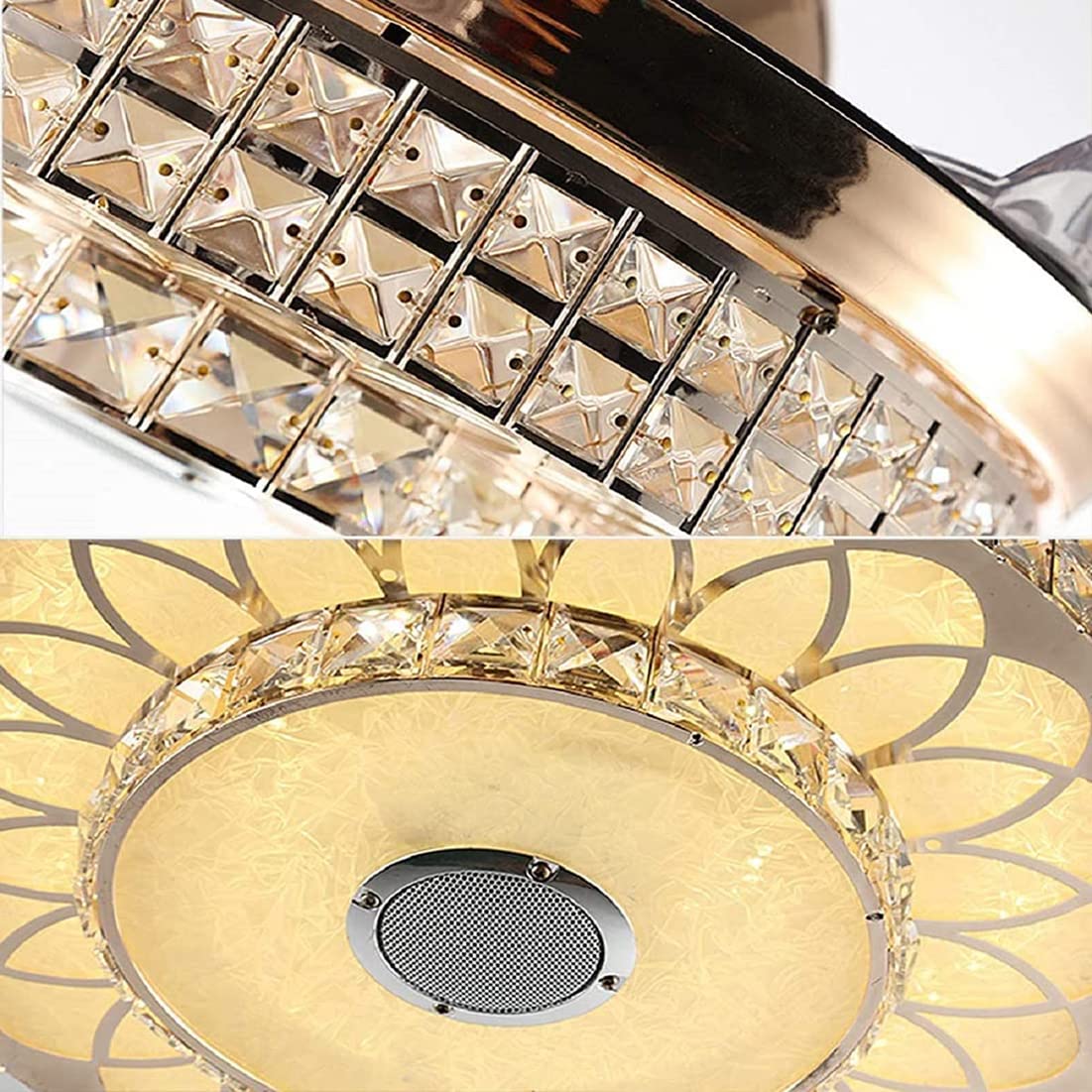 MoreChange Retractable Ceiling Fan with LED Lights - 3 Speed Settings & 3 Color Temperatures, Silent Motor, Gold Finish - Perfect for Bedroom, Living Room & Dining Room Lighting