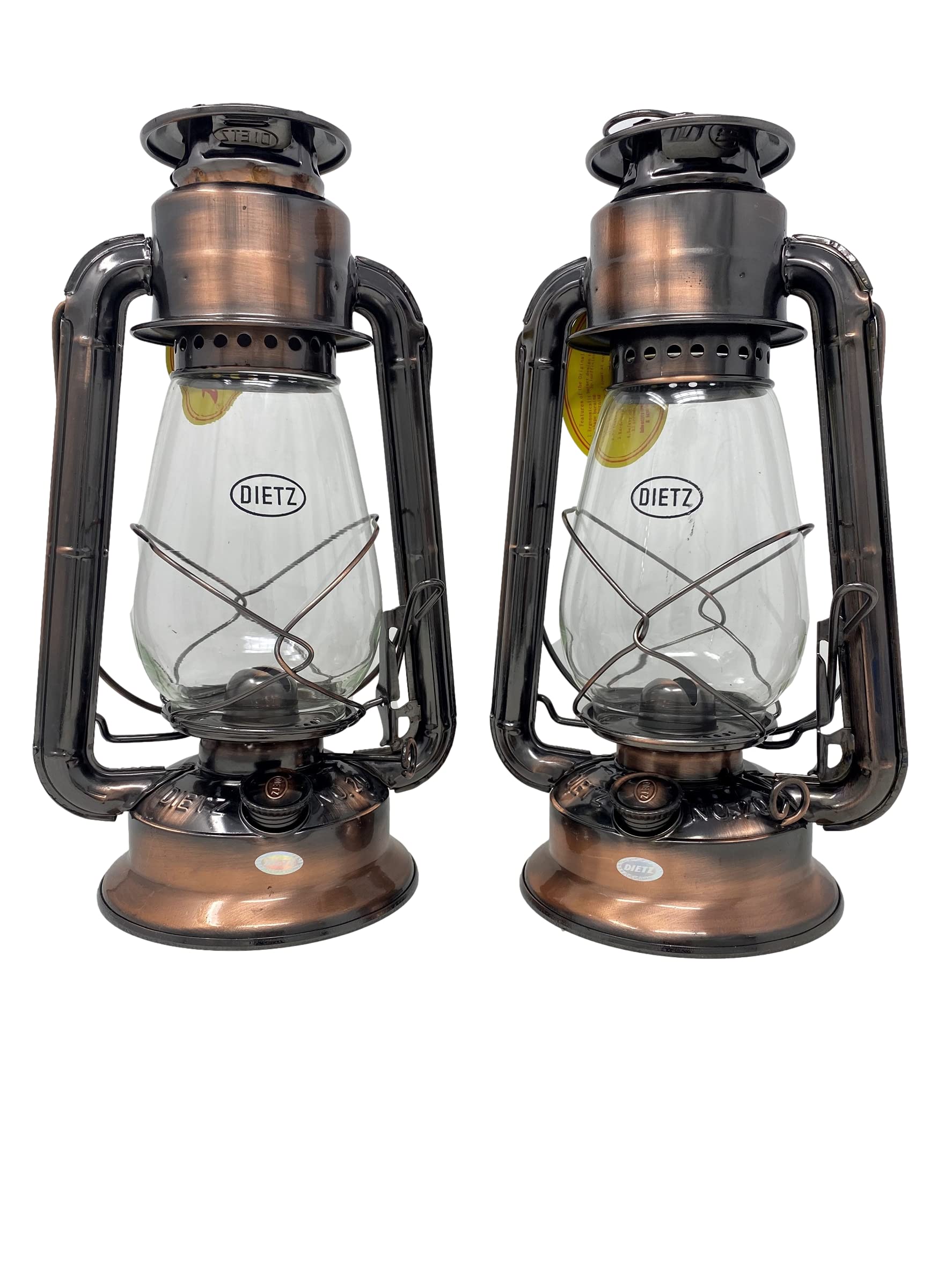 Dietz #20 Junior Oil Burning Lantern - Bronze Finish - 2 Pack Set - Vintage Style Outdoor Camping, Emergency Lighting, and Decorative Home Use