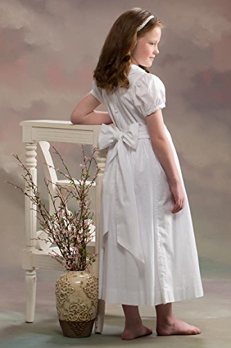 Girls First Communion Dress White Lace Baptism Gown with Long Sleeves - Perfect for Church Ceremonies, Christenings & Special Occasions