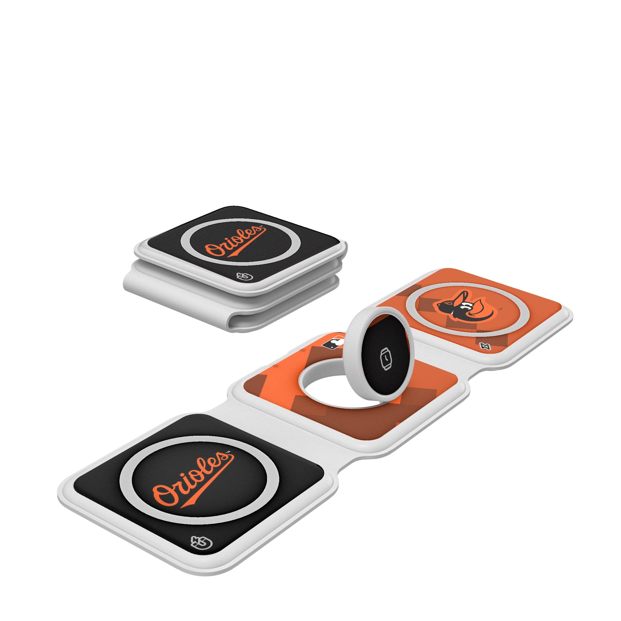 Baltimore Orioles Color Block Foldable 3-in-1 Charger - Portable Phone Charger for iPhone, Android & AirPods - Perfect for Travel, Camping & Game Day