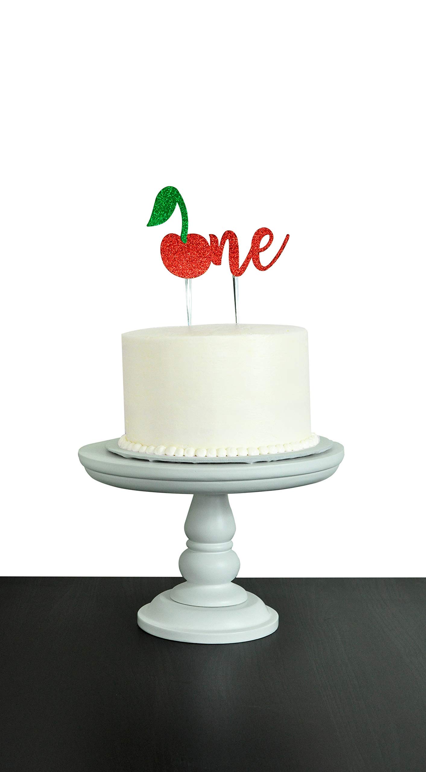 1st Birthday Cake Topper - Glitter Cherry Fruit Cake Decor for 1 Year Old Birthday Party | Perfect for Baby's First Birthday Cakes, Cupcakes & Dessert Tables