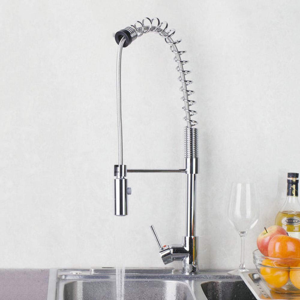 Pull Out Down Vessel Sink Faucet - Chrome Solid Brass Deck Mount Kitchen Sink Mixer Tap with Spring Spray Push Button for Modern Bathroom & Kitchen Renovation | Perfect for Vanity, Bar, and Utility Sinks