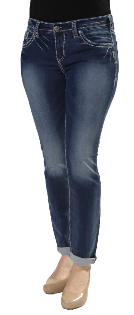 Silver Jeans Women's Sweat Pant Jean - Comfortable Stretch Denim Joggers for Casual Wear, Lounge & Running | Plus Size Options Available