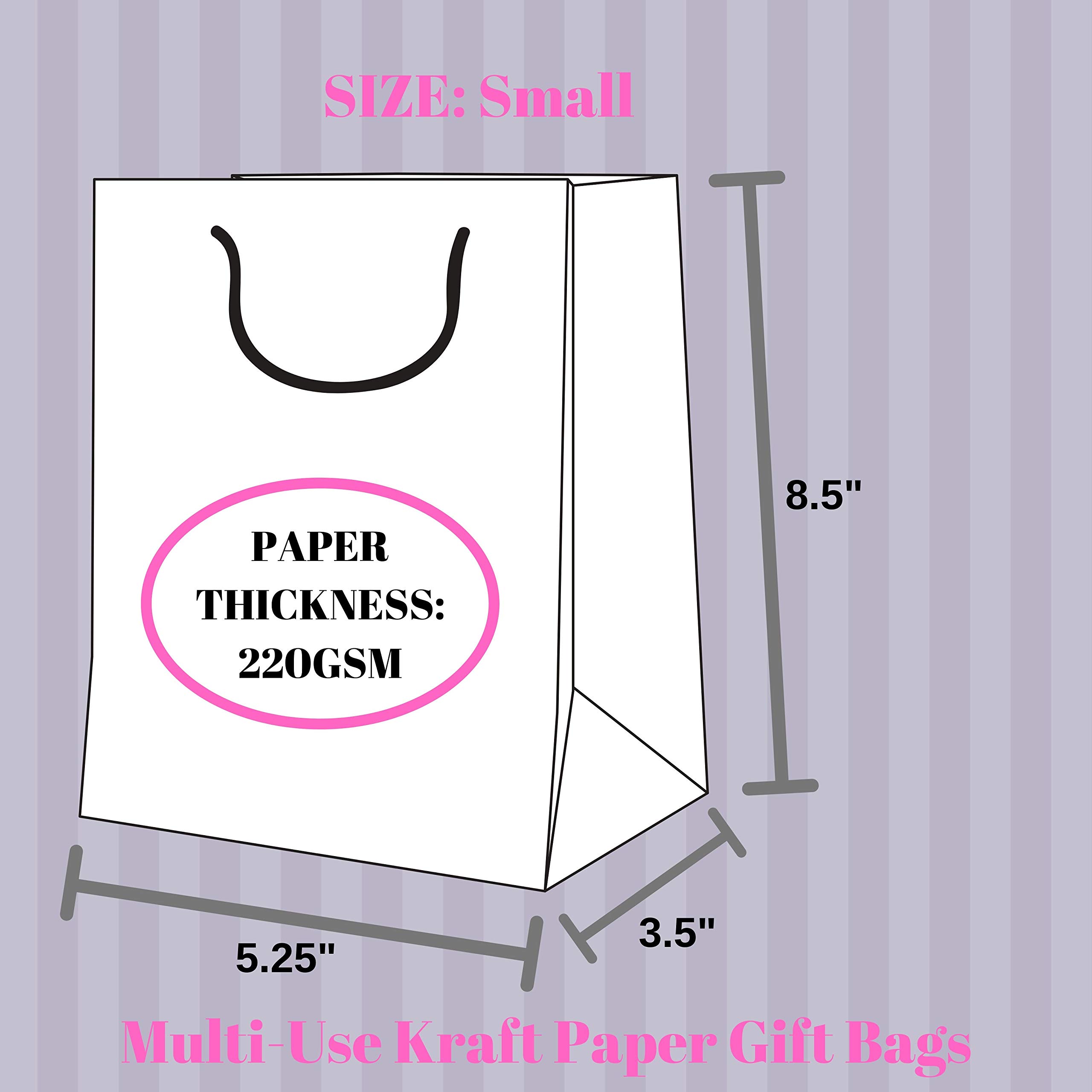 Kelkaa 24-Pack Hot Pink Kraft Party Favor Bags with Handles - 5.25x3.5x8.5 Inches Small Paper Tote Bags for Birthday, Wedding, Bachelorette & Theme Parties - Perfect for Candy, Gifts & Party Decorations