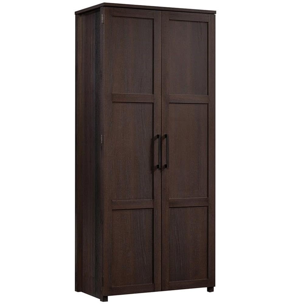Pemberly Row Transitional Engineered Wood Storage Pantry Cabinet in Oak - Perfect for Kitchen Organization, Dining Room Storage & Home Decluttering