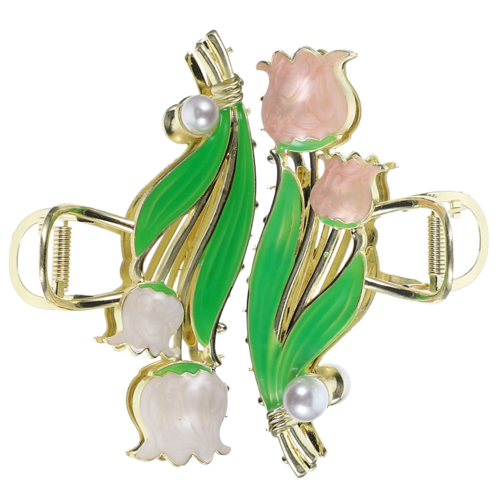 FOMIYES 2-Pack Women's Metal Tulip Flower Hair Claw Clips - Elegant Hair Accessories for Everyday Use, Ponytails, Buns & Updos