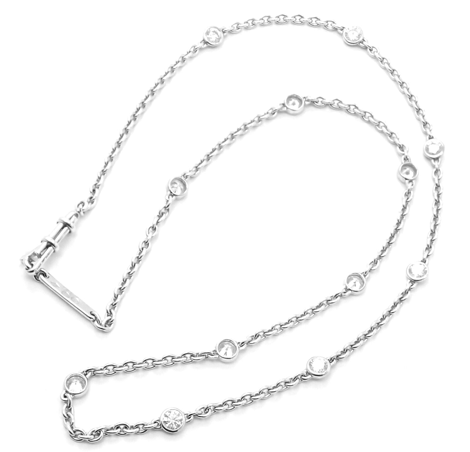 Authentic Cartier 18k White Gold 1.5ct Diamond By The Yard Chain Necklace - Luxury Jewelry for Women, Perfect for Weddings, Anniversaries & Special Occasions