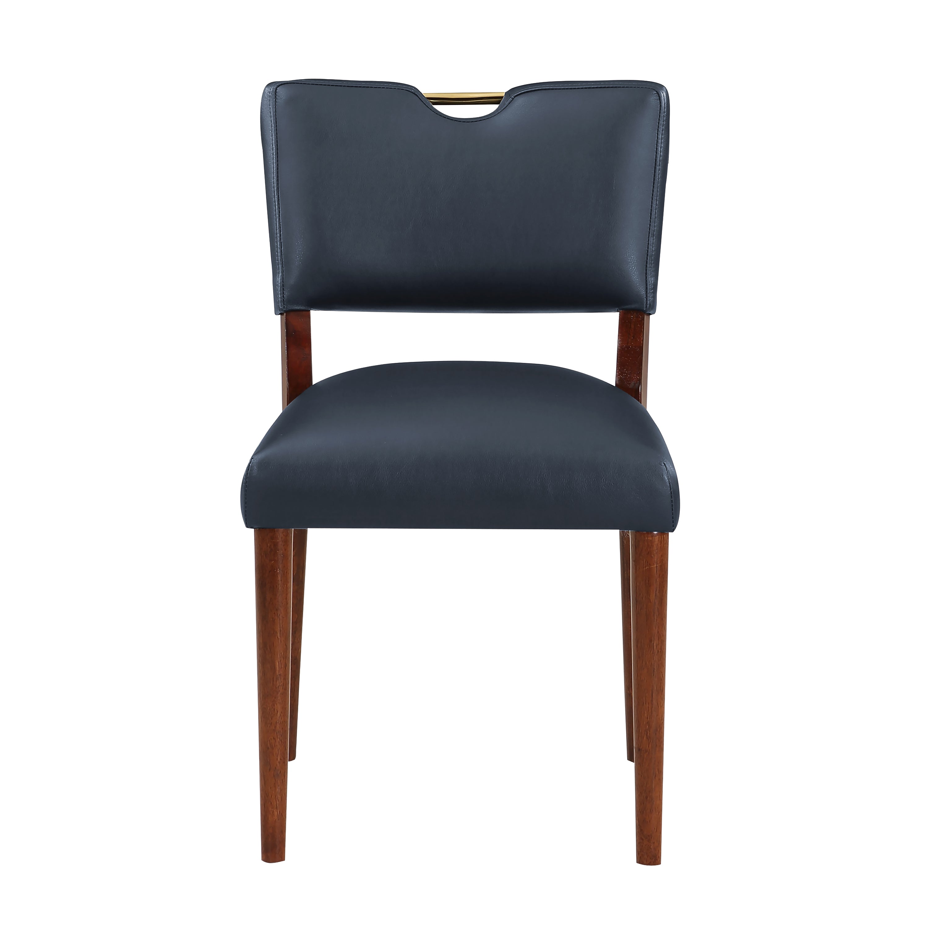Bryson Midnight Blue Faux Leather Dining Chairs Set of 2 - Modern PU Leather Kitchen Chairs for Dining Room, Breakfast Nook & Home Office