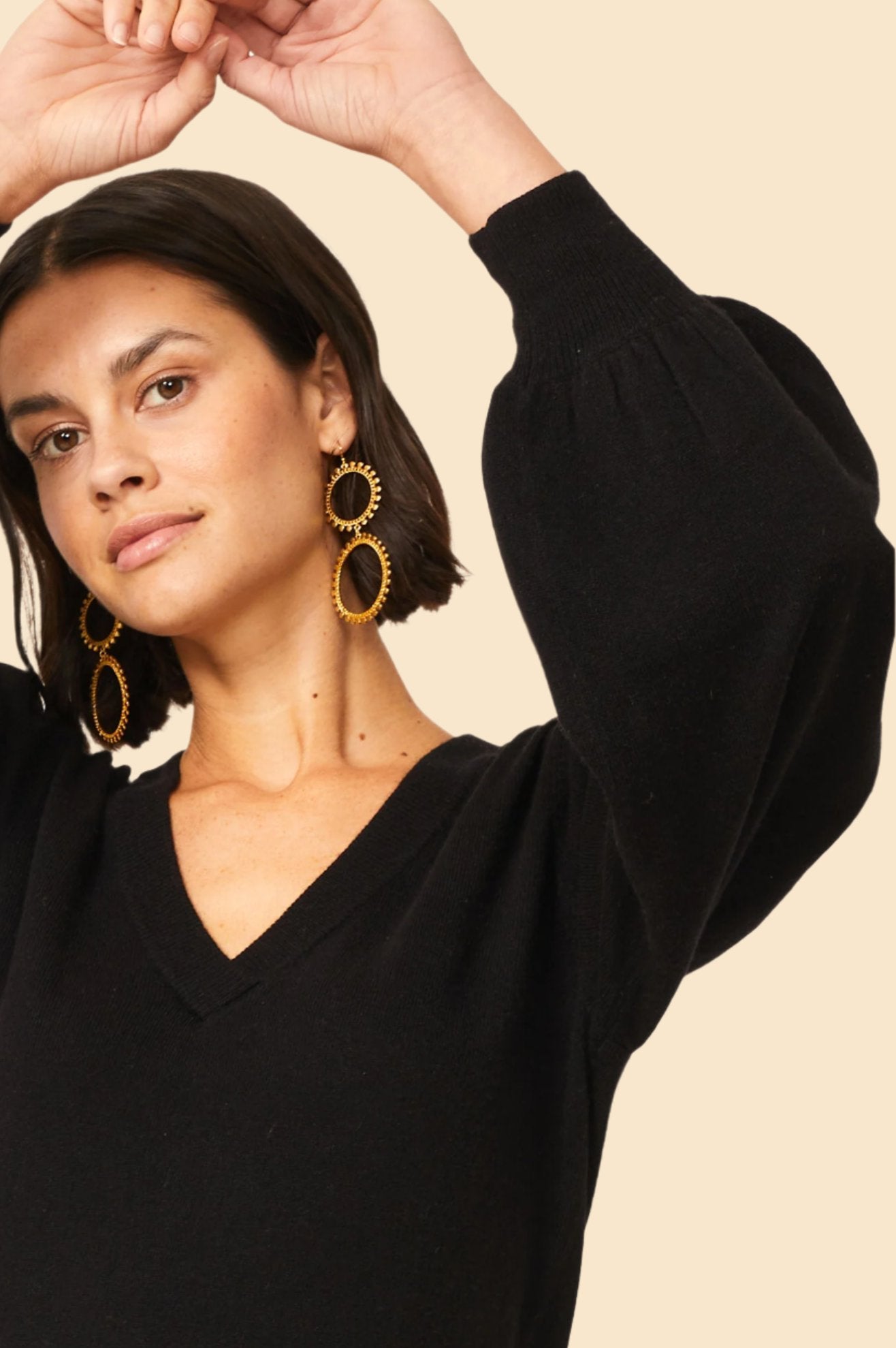 Premium Merino Wool Cashmere Blend V-Neck Sweater for Women | Soft & Warm Winter Pullover | Black | Perfect for Office, Travel & Casual Outfits