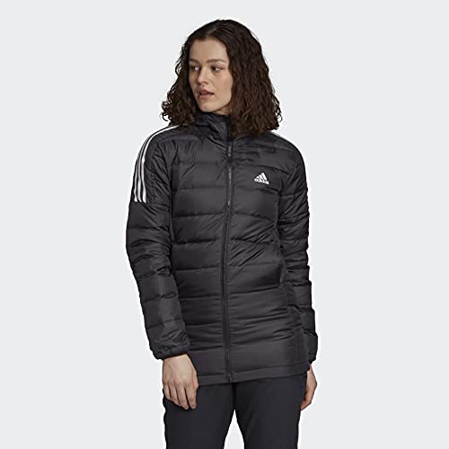 Adidas Women's Essentials Lightweight Down Hooded Winter Parka Jacket - Warm & Waterproof for Outdoor Activities, Hiking & Cold Weather